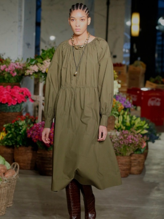 Jason Wu Dresses & Skirts - Jason Wu Olive Green Scoop Neck Midi Dress- Size M